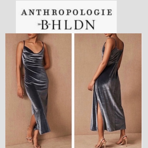 BHLDN Dresses & Skirts - BHLDN Anthro Nasha Velvet Dress Blue Size: 16